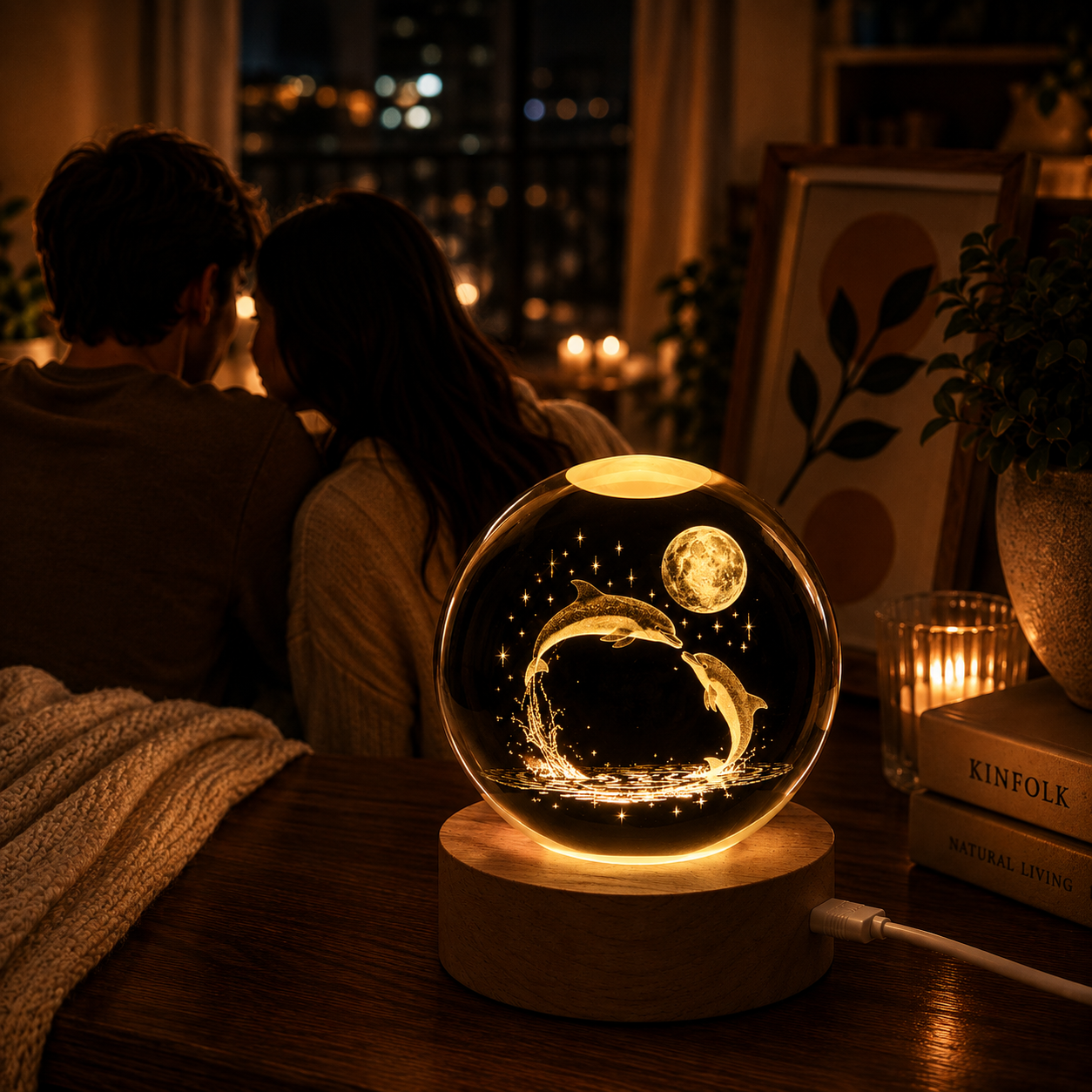 Dolphin Crystal Lamp