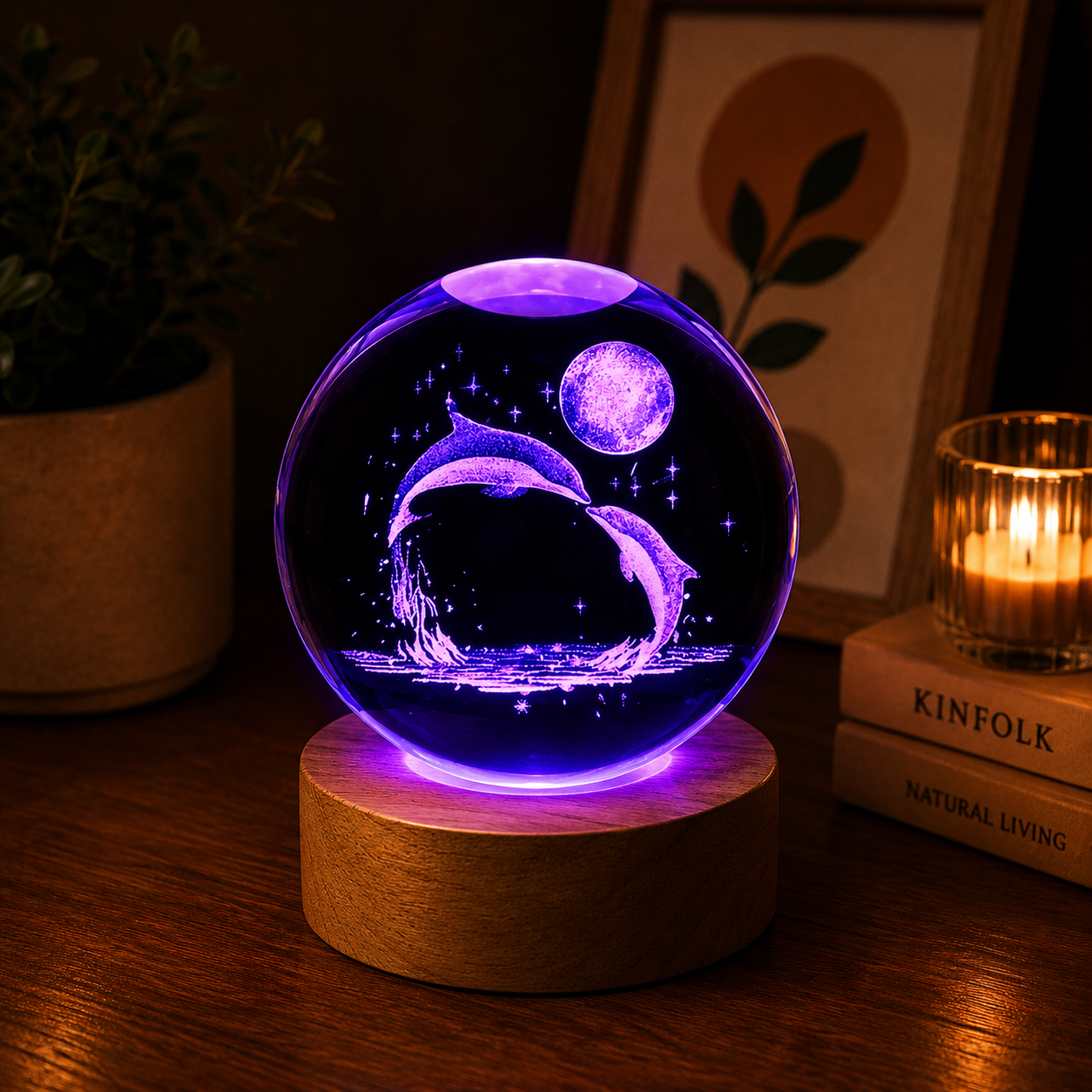 Dolphin Crystal Lamp