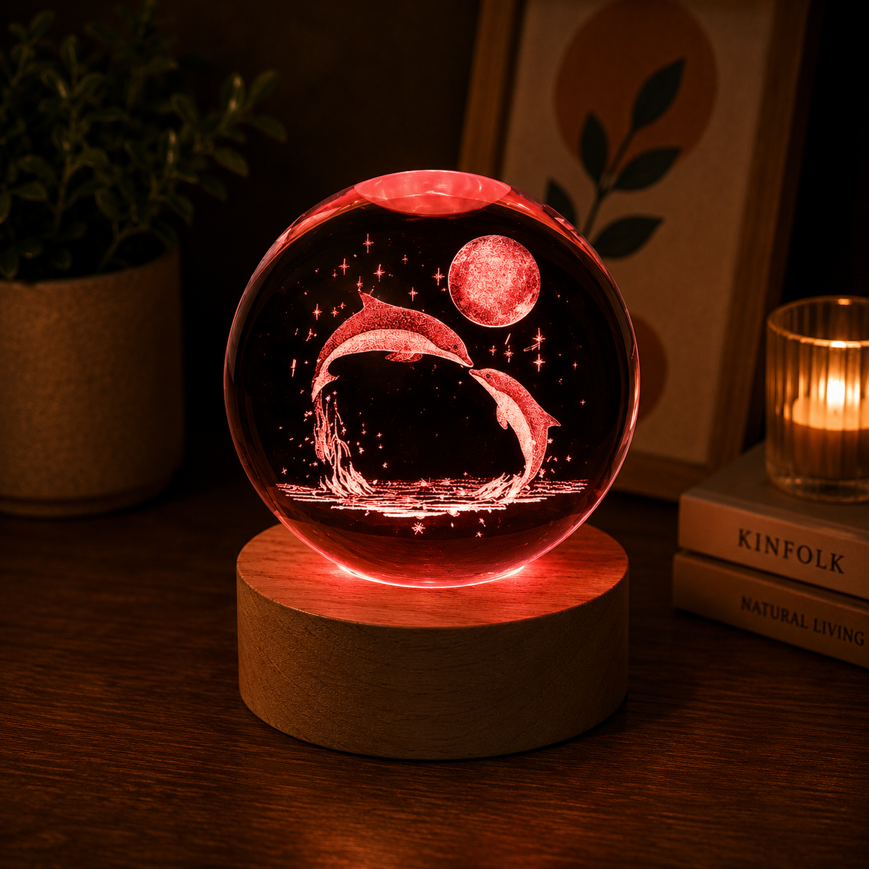 Dolphin Crystal Lamp