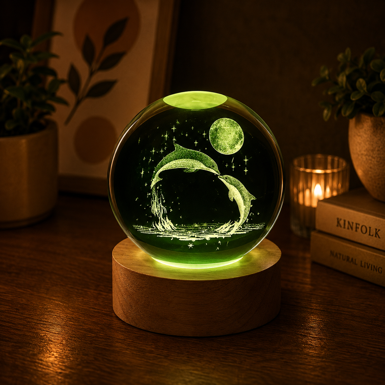 Dolphin Crystal Lamp