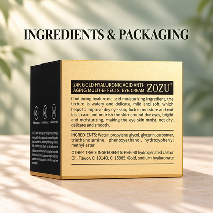 ZOZU eye cream packaging and ingredient label