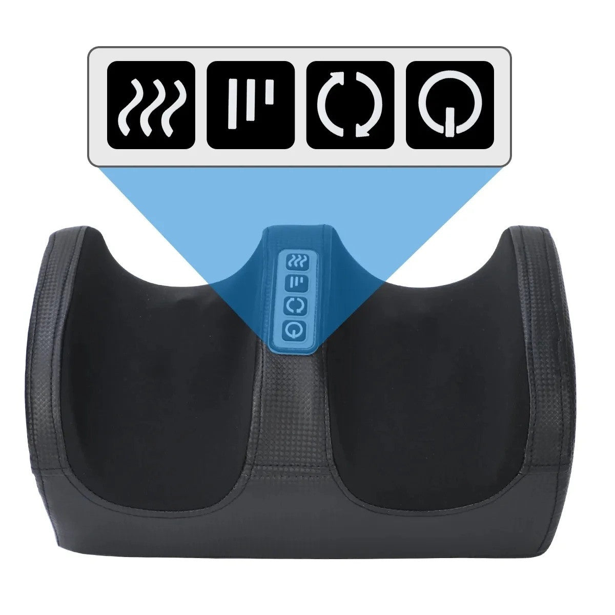 Original Black foot massager control diagram showing heat, intensity, rotation and power icons