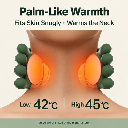 Supplier graphic showing advertised heat settings of 42 and 45 degrees Celsius.
